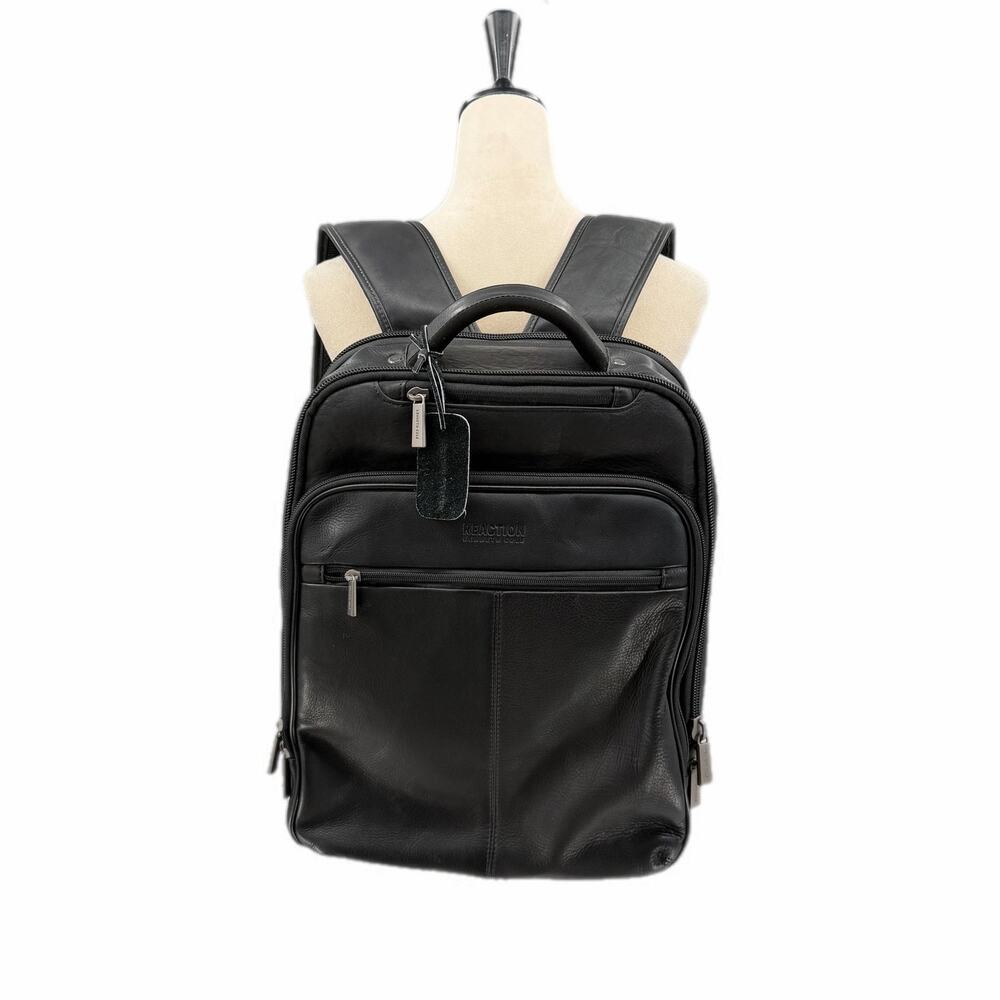 Kenneth Cole Reaction Men's Out of the Bag Manhattan Black Leather Work Backpack